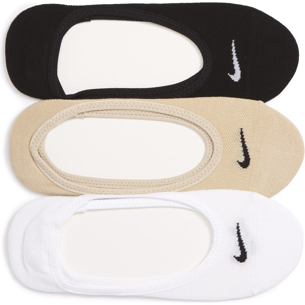 Shop Nike 3-pack No-show Socks In Black/white/nude