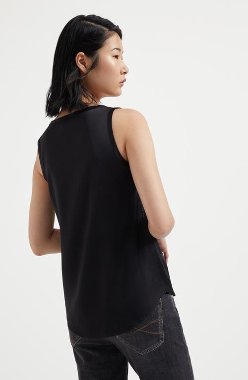 Shop Brunello Cucinelli Satin Top In Black