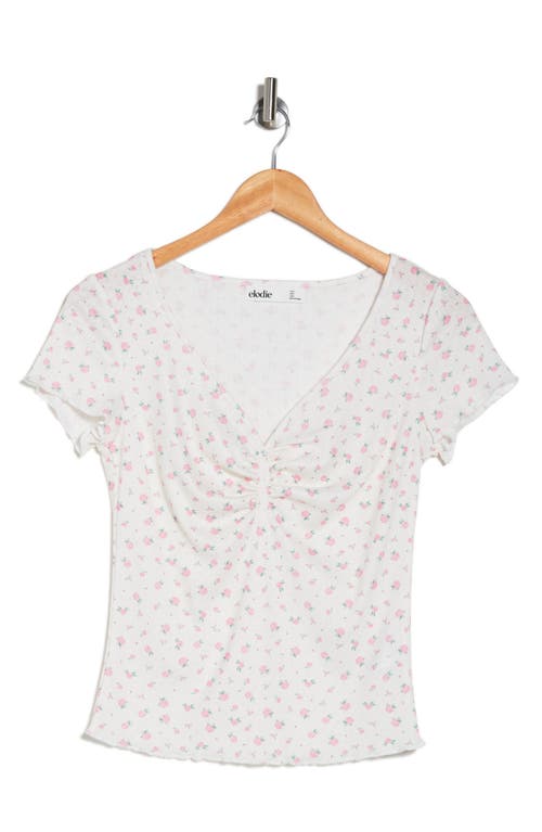 Shop Elodie Ruched V-neck Top In White Floral