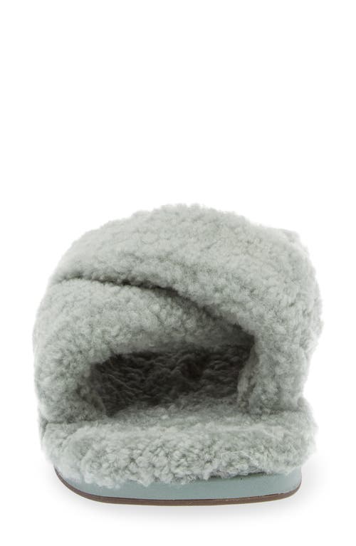 Shop Olukai Hila Heu Genuine Shearling Slipper In Muted Green/muted Green