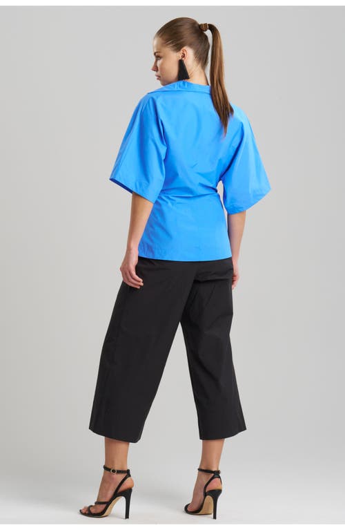 Natori Techno Poplin Wrap Top In Aster Blue