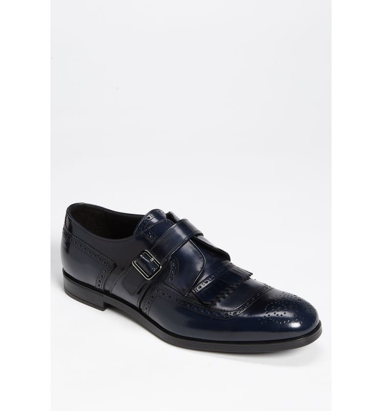 Prada Brogue Kiltie Monk Strap Shoe | Nordstrom