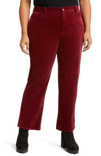 Eileen Fisher High Waist Ankle Straight Leg Corduroy Pants In Red Cedar