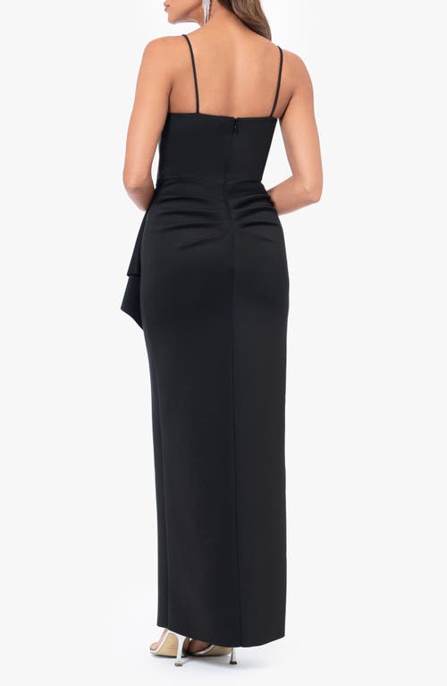Xscape Evenings Ruched Scuba Gown In Black