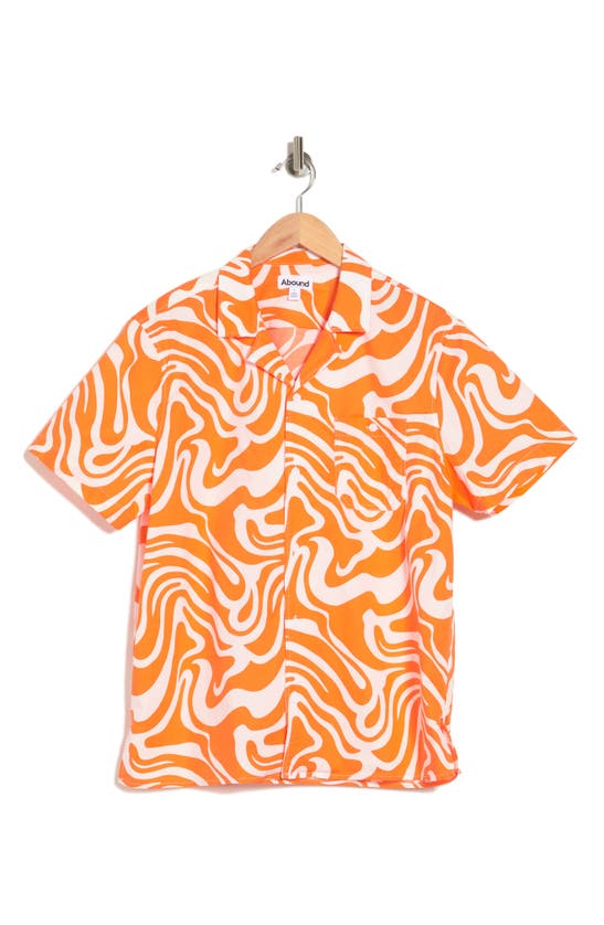 Abound Tie Dye Print Short Sleeve Camp Shirt In Orange- White Lava Wave