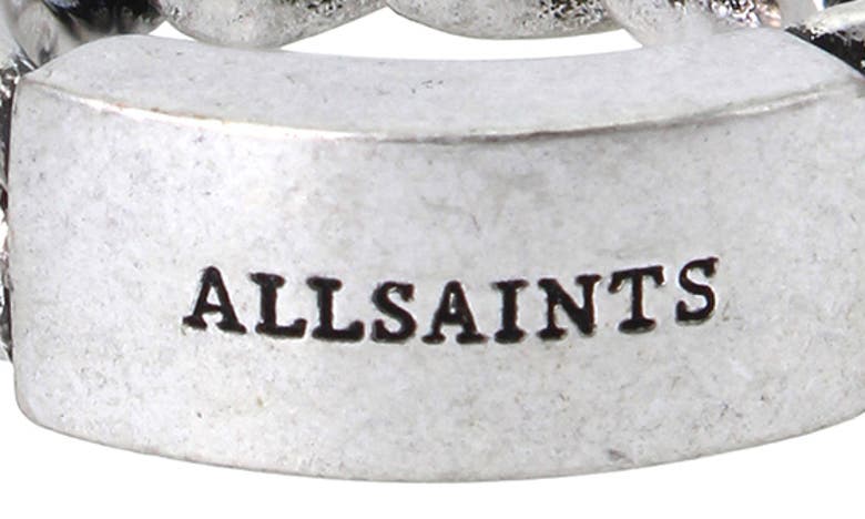 Shop Allsaints Sterling Silver Id Curb Chain Ring In Warm Silver