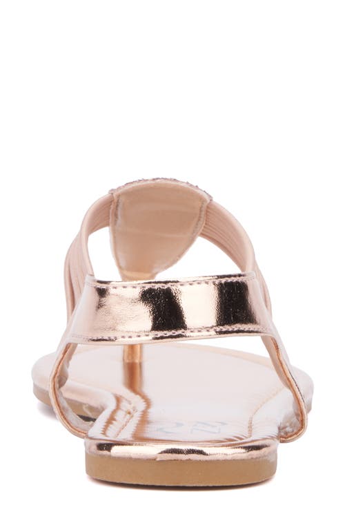New York And Company Freya T-strap Flat Sandal In Rose Gold