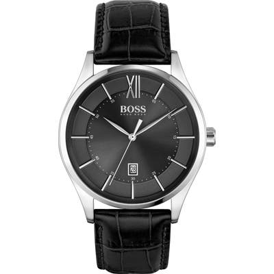 Boss Distinction Leather Strap Watch, 4m