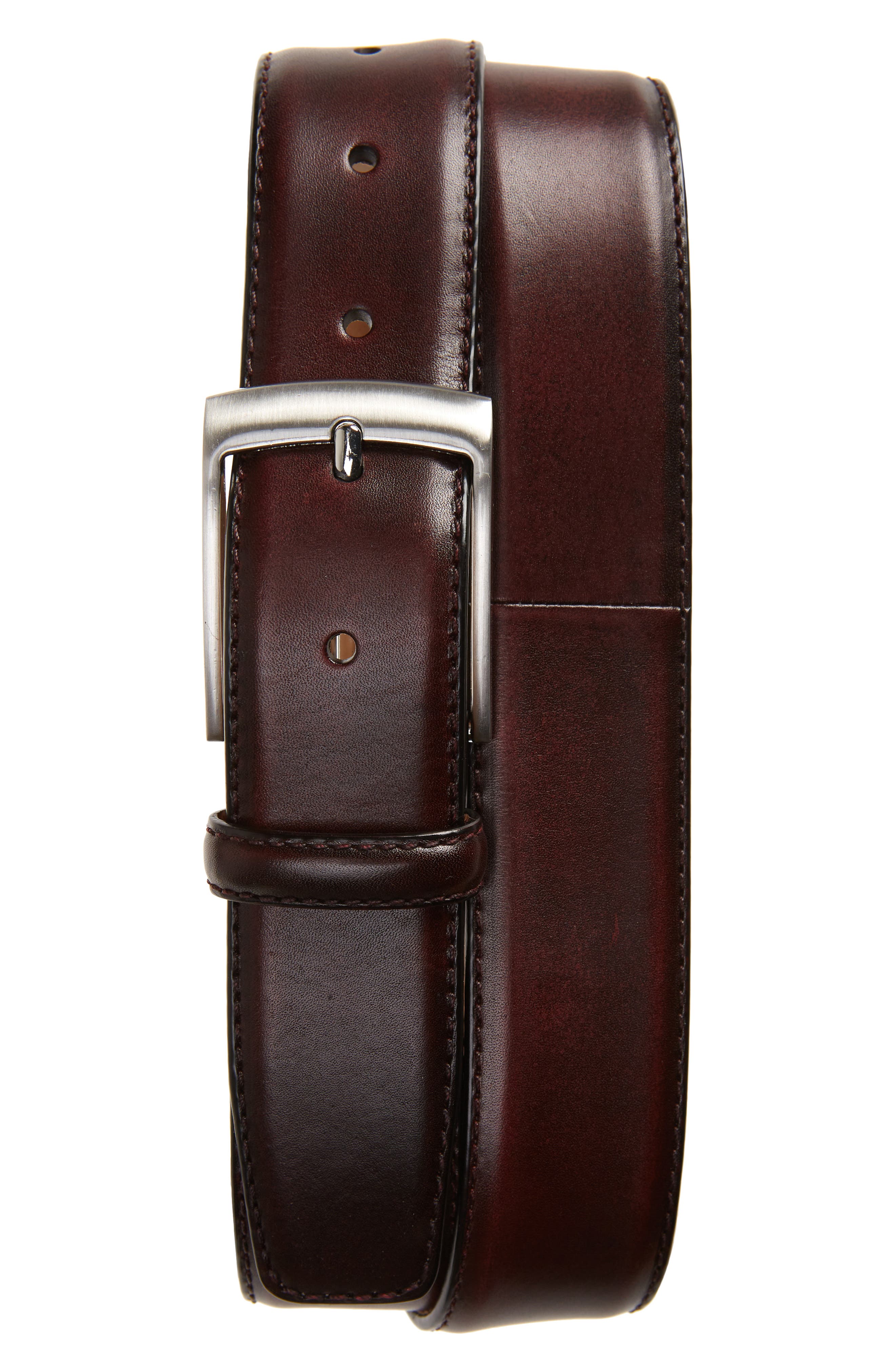 dark red leather belt