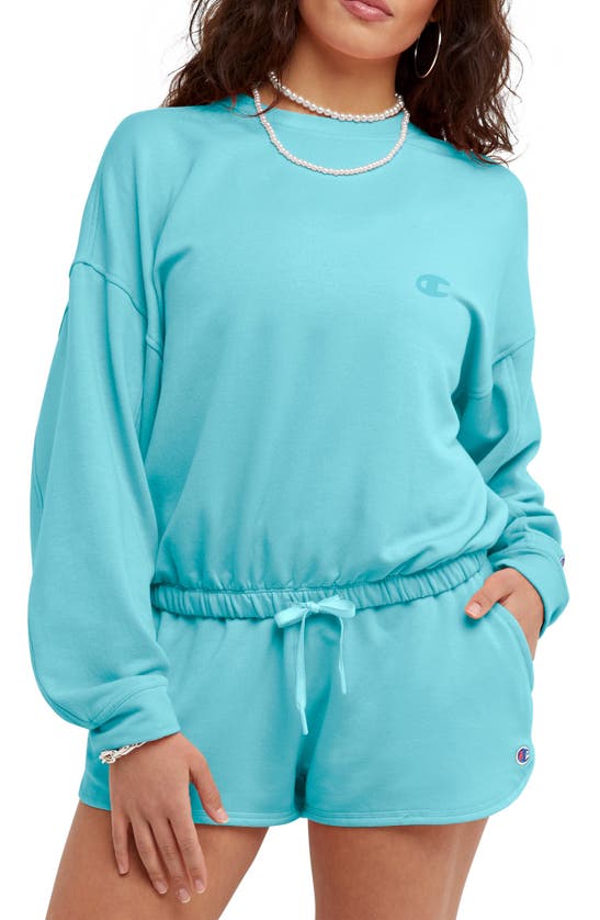 Champion Soft Touch Drawstring Sweatshirt In Light Sky Blue