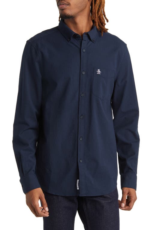 Solid Stretch Button-Down Oxford Shirt in Dark Sapphire