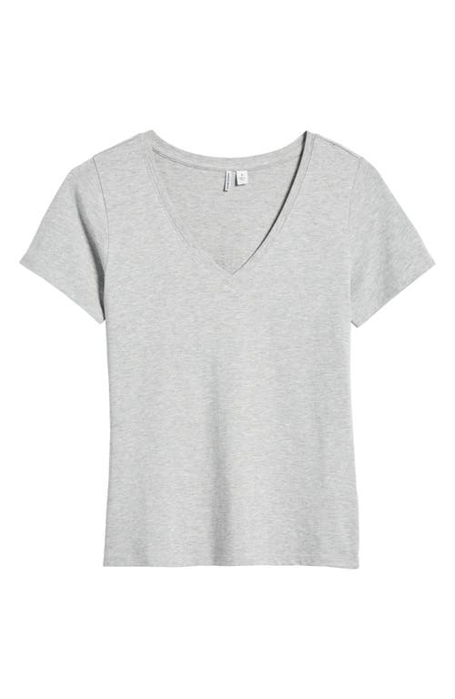 Shop Nordstrom Everyday V-neck Pima Cotton Blend T-shirt In Grey Heather