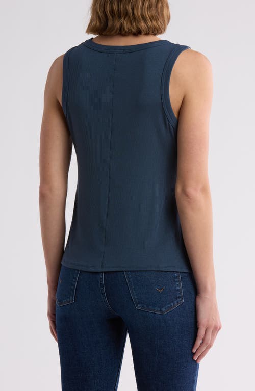 Halogen ® Fitted Ribbed Tank Top In Reflecting Pond