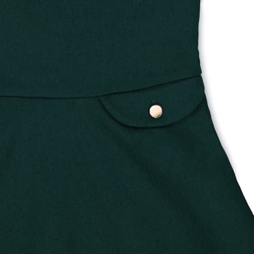 Hope & Henry Girls' Fit And Flare Ponte Dress With Faux Fur, Toddler In Deep Green