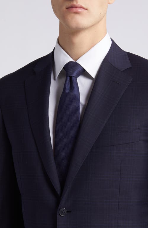 Shop Canali Siena Regular Fit Plaid Stretch Wool Suit In Navy