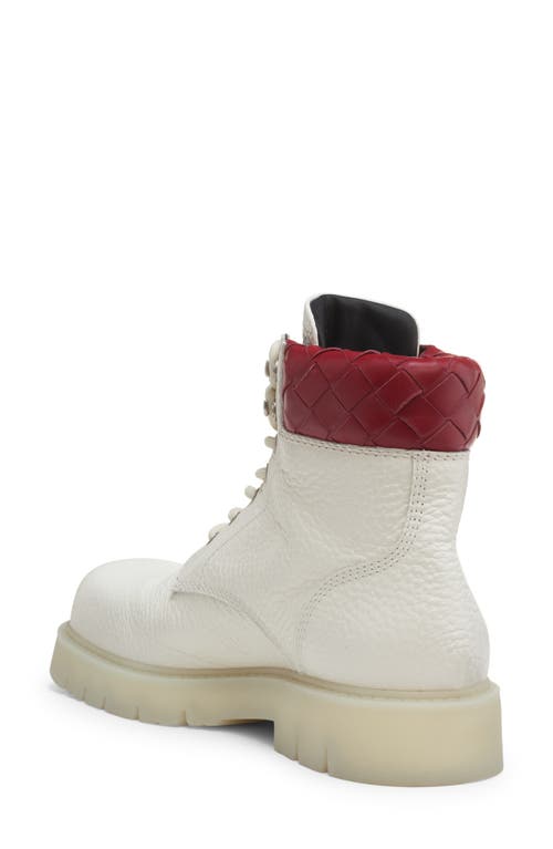 Bottega Veneta Haddock Lace-up Ankle Boot In 8059 White/deep Red