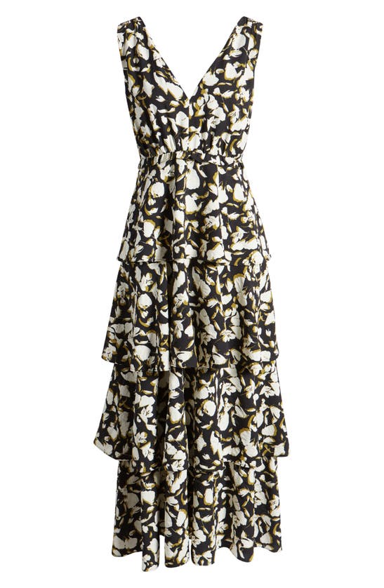 Shop Chelsea28 Floral Tiered Maxi Dress In Black- Ivory Shadowed Tropic