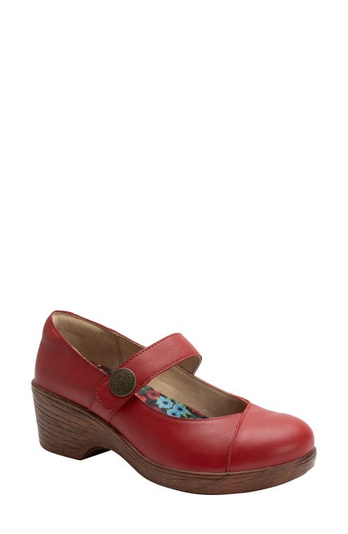 Wedge Clog Sole Mary Jane Pump in Red