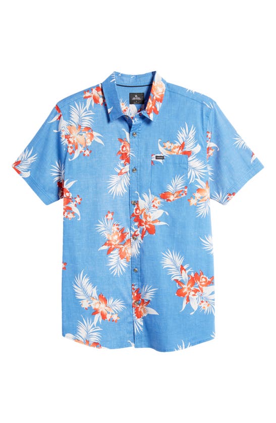 RIP CURL HAWAII ISLAND TIME FLORAL STRETCH SHORT SLEEVE BUTTON-UP SHIRT