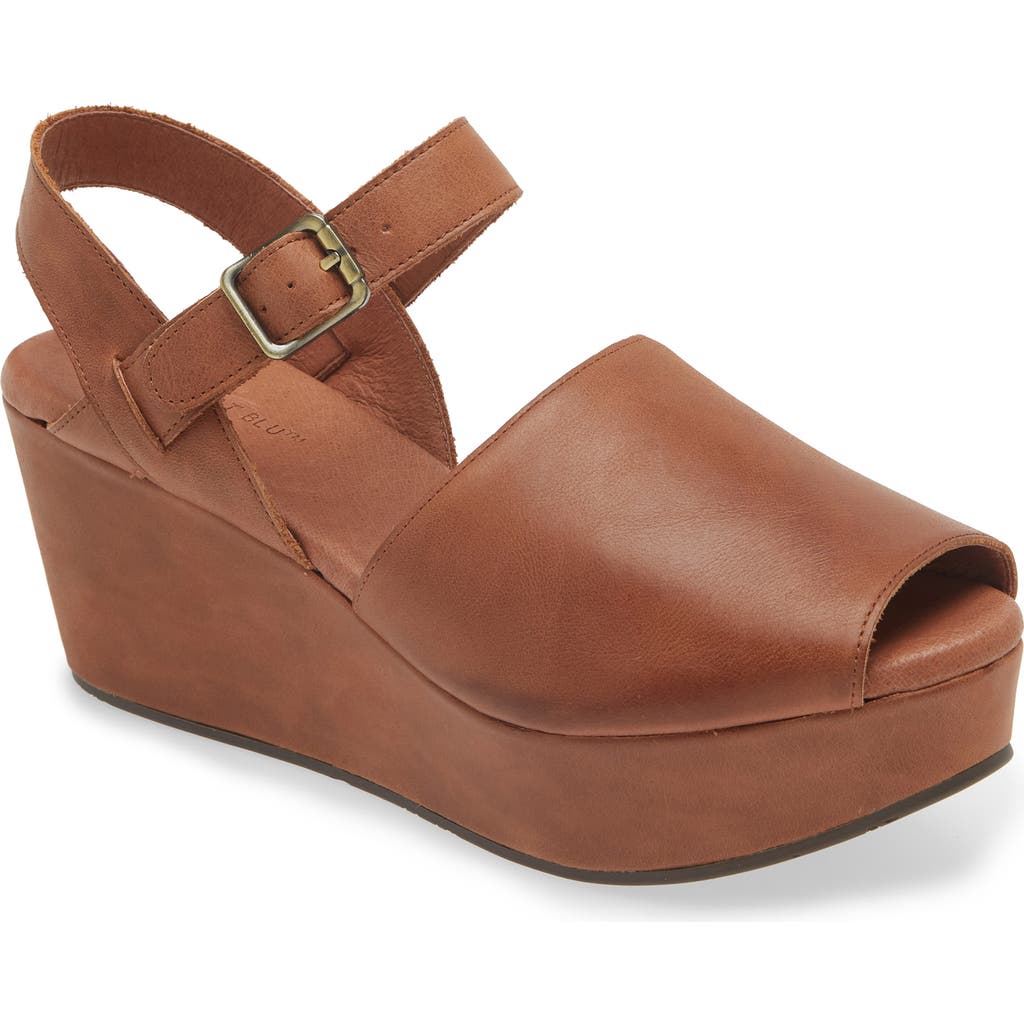 Chocolat Blu Wagga Platform Wedge Sandal In Brown Leather