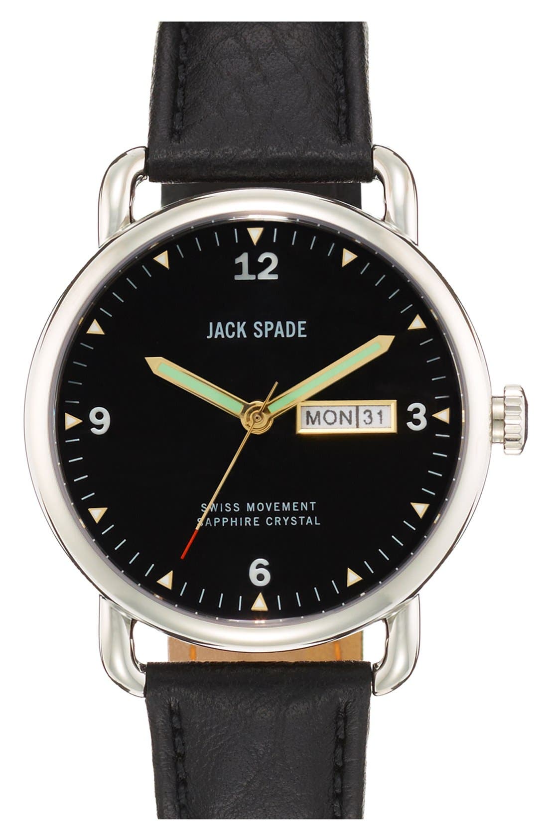 Jack Spade 'Buckner' Leather Strap Watch, 42mm Nordstrom