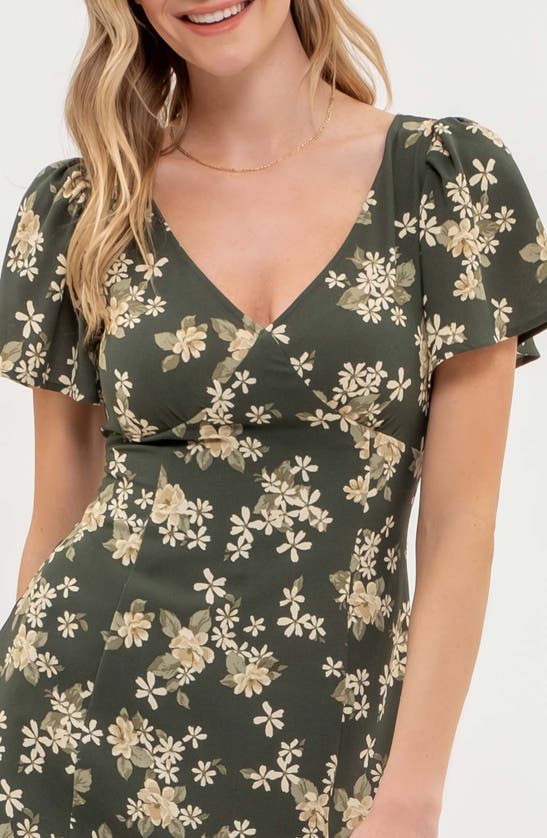 BLU PEPPER BLU PEPPER FLORAL PRINT SIDE SLIT MIDI DRESS