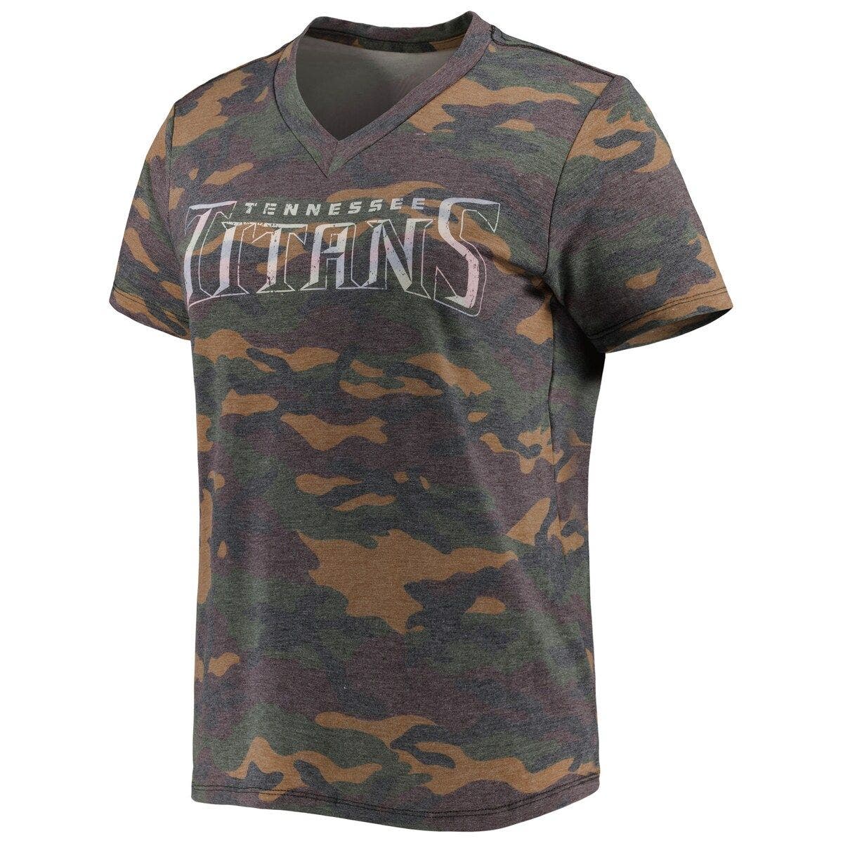 Women's Derrick Henry Camo Tennessee Titans Name and Number V-Neck T-shirt