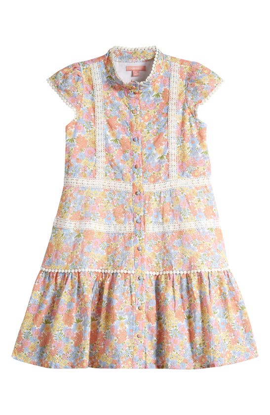 Shop Bcbg Kids' Lace Trim Dress In Multi Floral