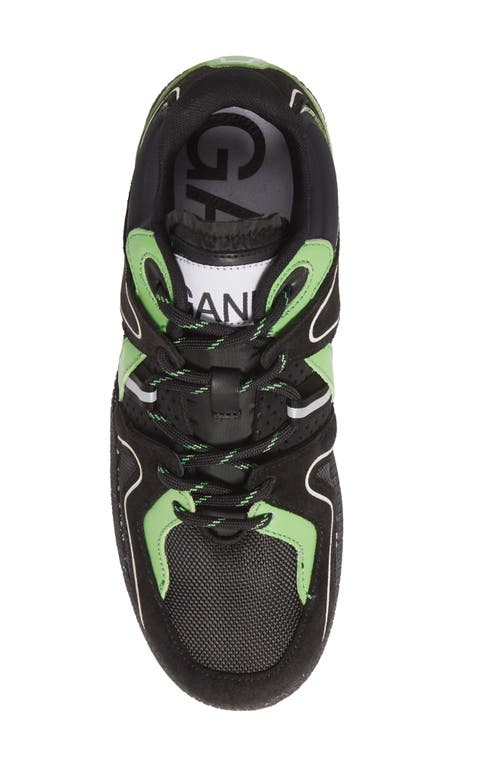 Shop Ganni Sporty Mix Retro Sneaker In Black/green