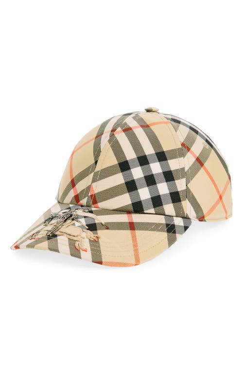 Burberry Check Baseball Cap In Sand