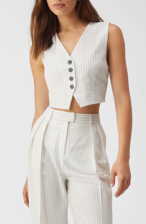 Shop Nasty Gal Tailored Crop Vest In Ivory Pinstripe