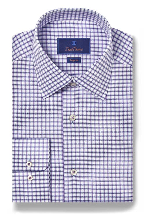 DAVID DONAHUE DAVID DONAHUE REGULAR FIT DOBBY HERRINGBONE CHECK DRESS SHIRT 