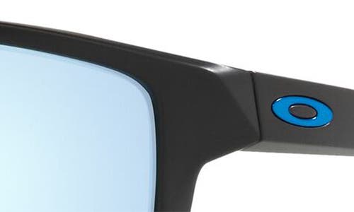 Oakley 61mm Polarized Rectangle Sunglasses In Matte Black/prizm Deep Water