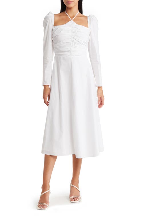 ASTR the Label Long Sleeve Tie Neck Dress in White