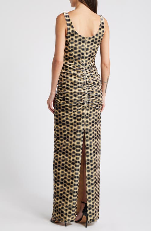 Shop Black Halo Wilder Velvet Column Gown In Roaring Spots