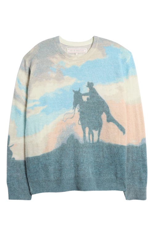 Shop One Of These Days Stayed Away Graphic Crewneck Sweater In Blue Multi