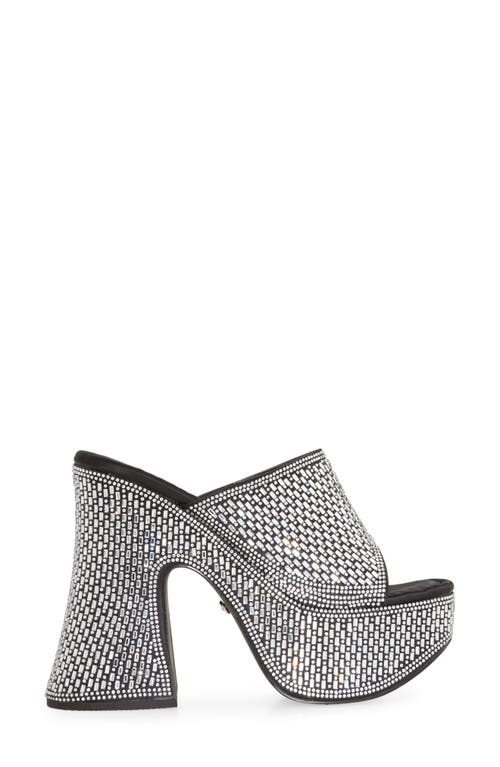 Azalea Wang Ninja Rhinestone Platform Sandal In Silver