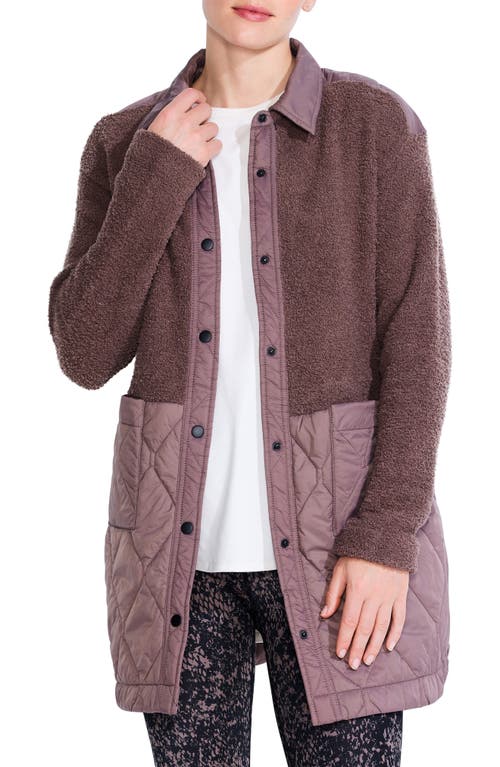 NZ ACTIVE by NIC+ZOE Mixed Media Quilted Longline Coat in Cocoa