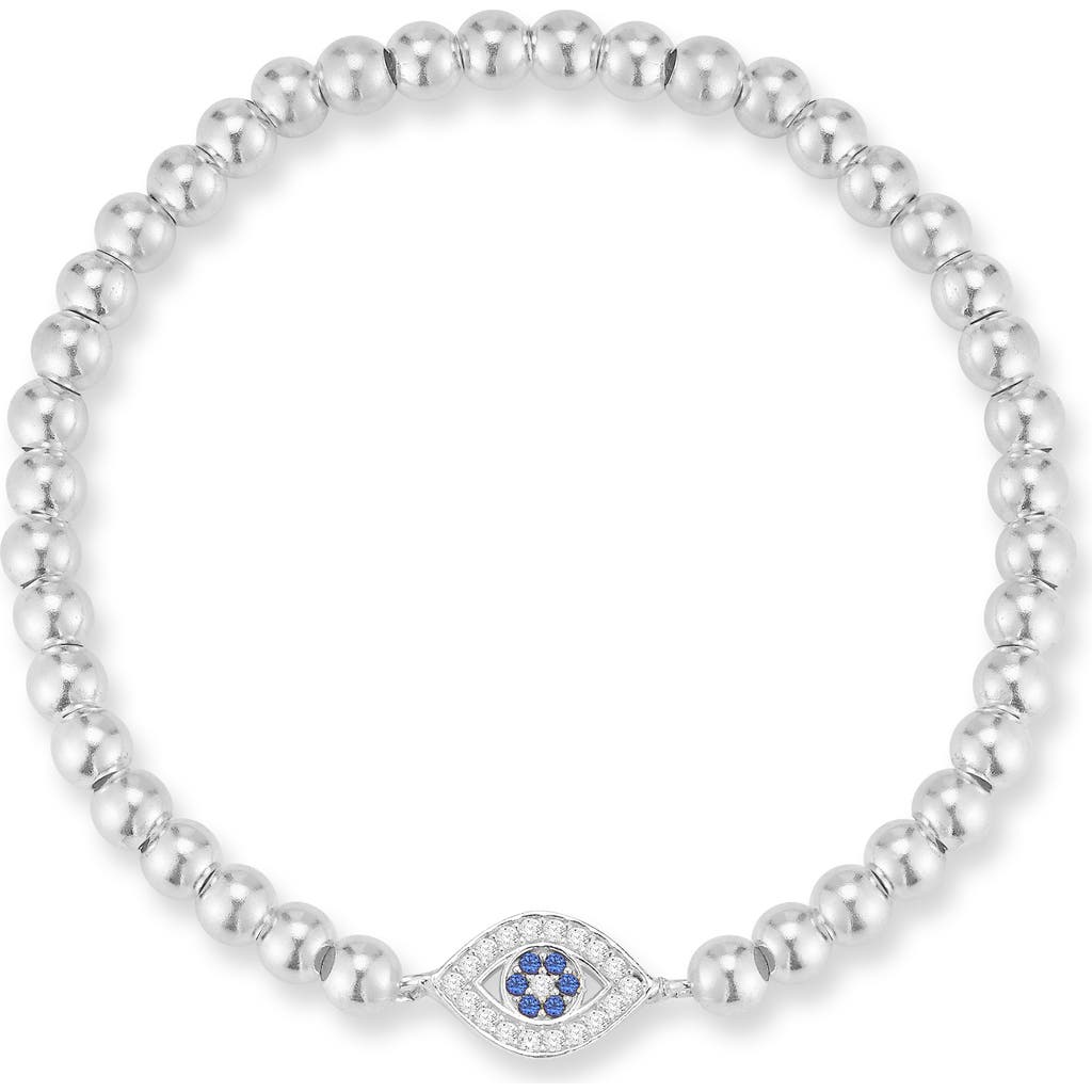 Chloe & Madison Chloe And Madison Cz Eye Stretch Bead Bracelet In Silver