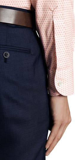 Slim Fit Semi-Cutaway Collar Non-Iron Floral Geo Print Shirt