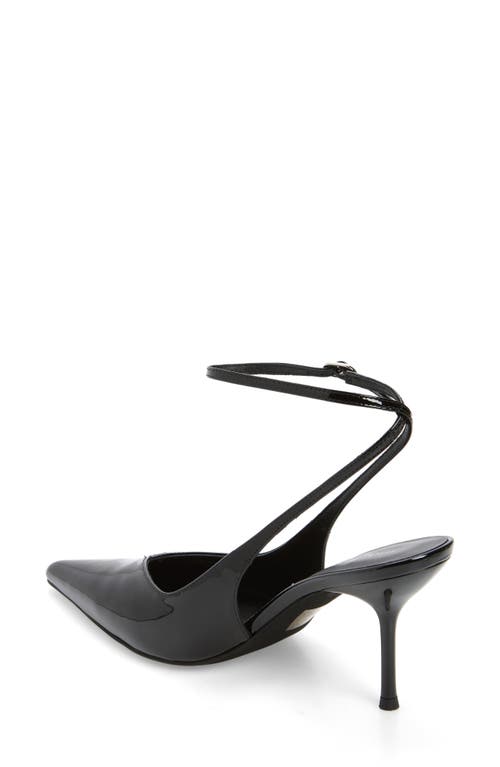 Jeffrey Campbell Executive Ankle Strap Pointed Toe Slingback Pump In Black Patent