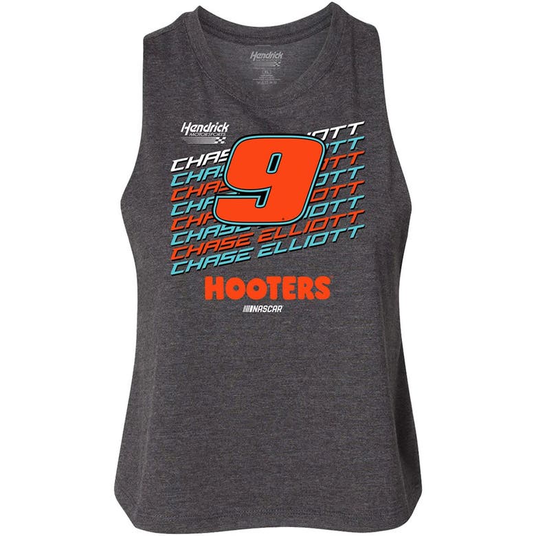 Shop Hendrick Motorsports Team Collection Heather Charcoal Chase Elliott Hooters Racer Back Tank Top