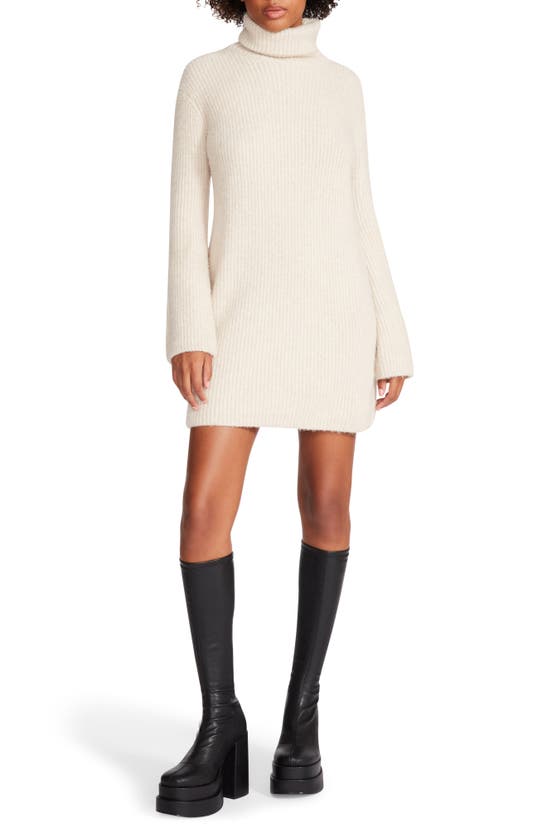 Steve Madden Abbie Womens Knit Cowl Neck Sweaterdress In Oatmeal