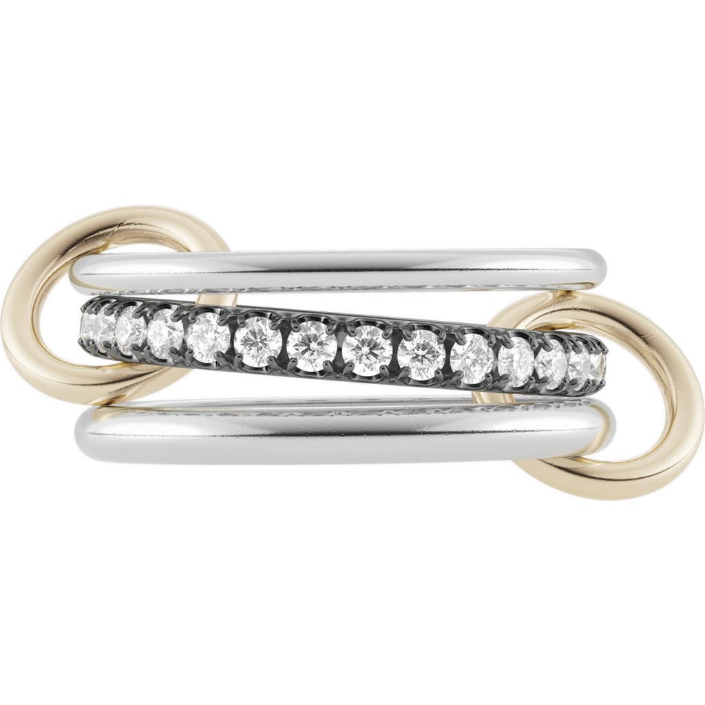 Spinelli Kilcollin Petunia Two-tone Linked Rings In Silver/black Rhod/yel Gold