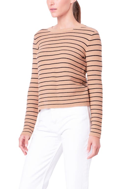 English Factory Stripe Crewneck Sweater In Tan/black
