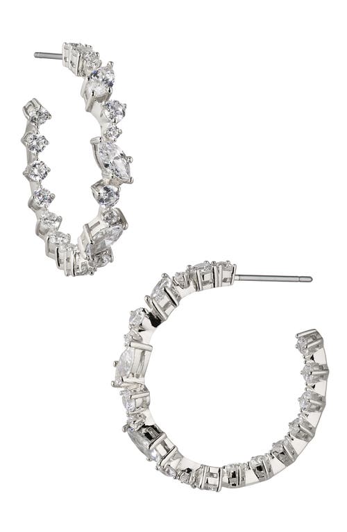 Nadri Flutter Cubic Zirconia Hoop Earrings in Rhodium at Nordstrom