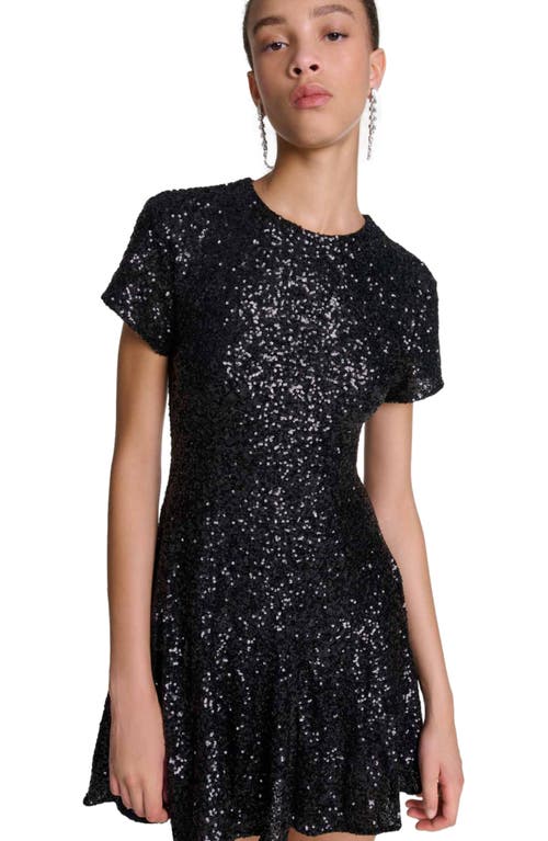 Maje Sequin-embellished Dress In Black