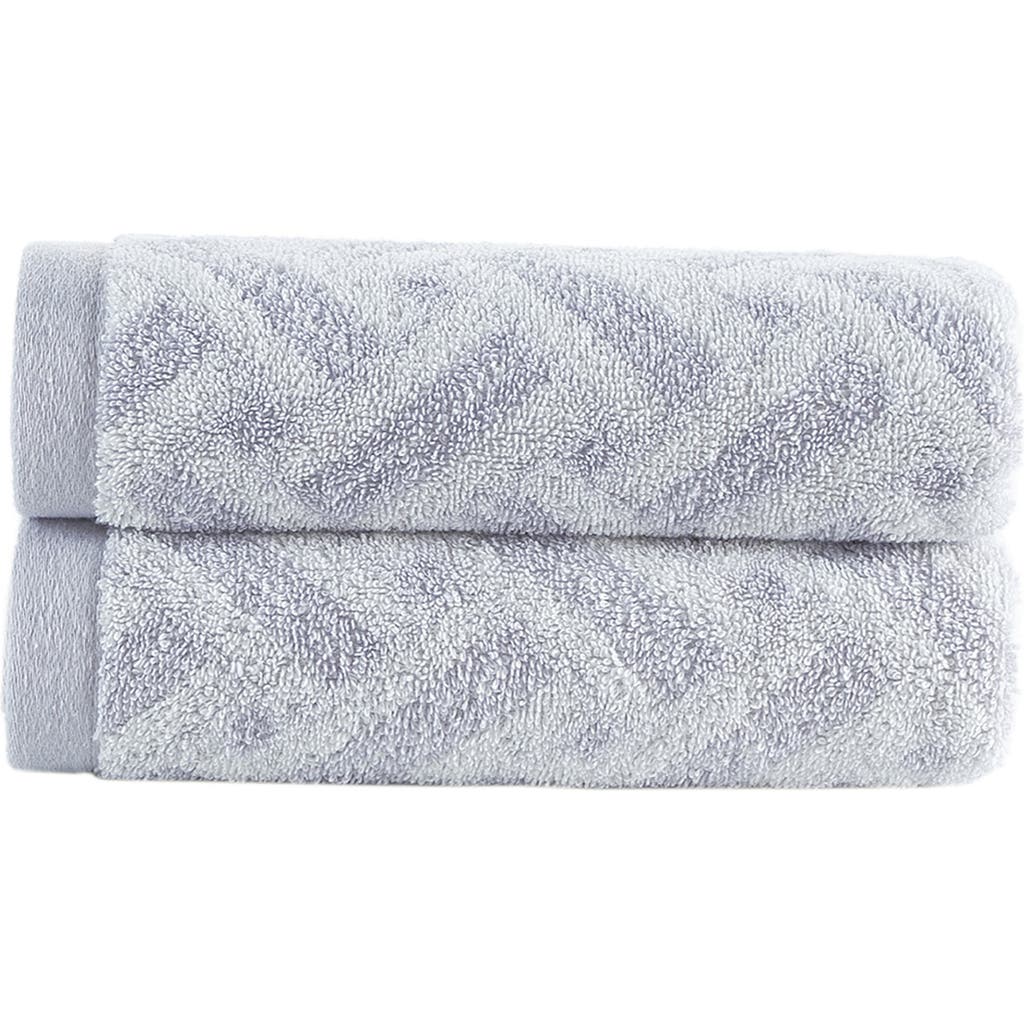 Shop Brooks Brothers Crisscross Stripe 2-pack Turkish Cotton Bath Towels In Silver