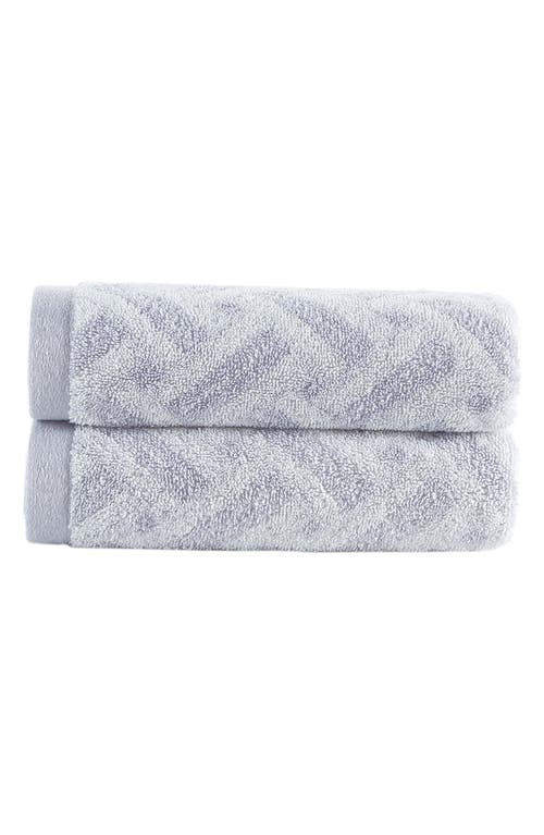 Shop Brooks Brothers Crisscross Stripe 2-pack Turkish Cotton Hand Towels In Silver