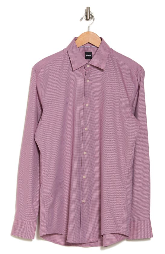 Hugo Boss Hank Kent Slim Fit Easy Iron Stretch Cotton Dress Shirt In Pink
